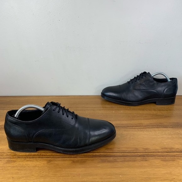 Cole Haan Mens Harrison Grand Black Leather Cap Toe Oxford Size 8 - Picture 1 of 9